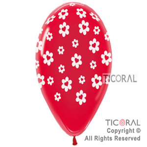 GLOBO S R12 INF CRISTAL ROJO FLOR DE CORAZON x 10